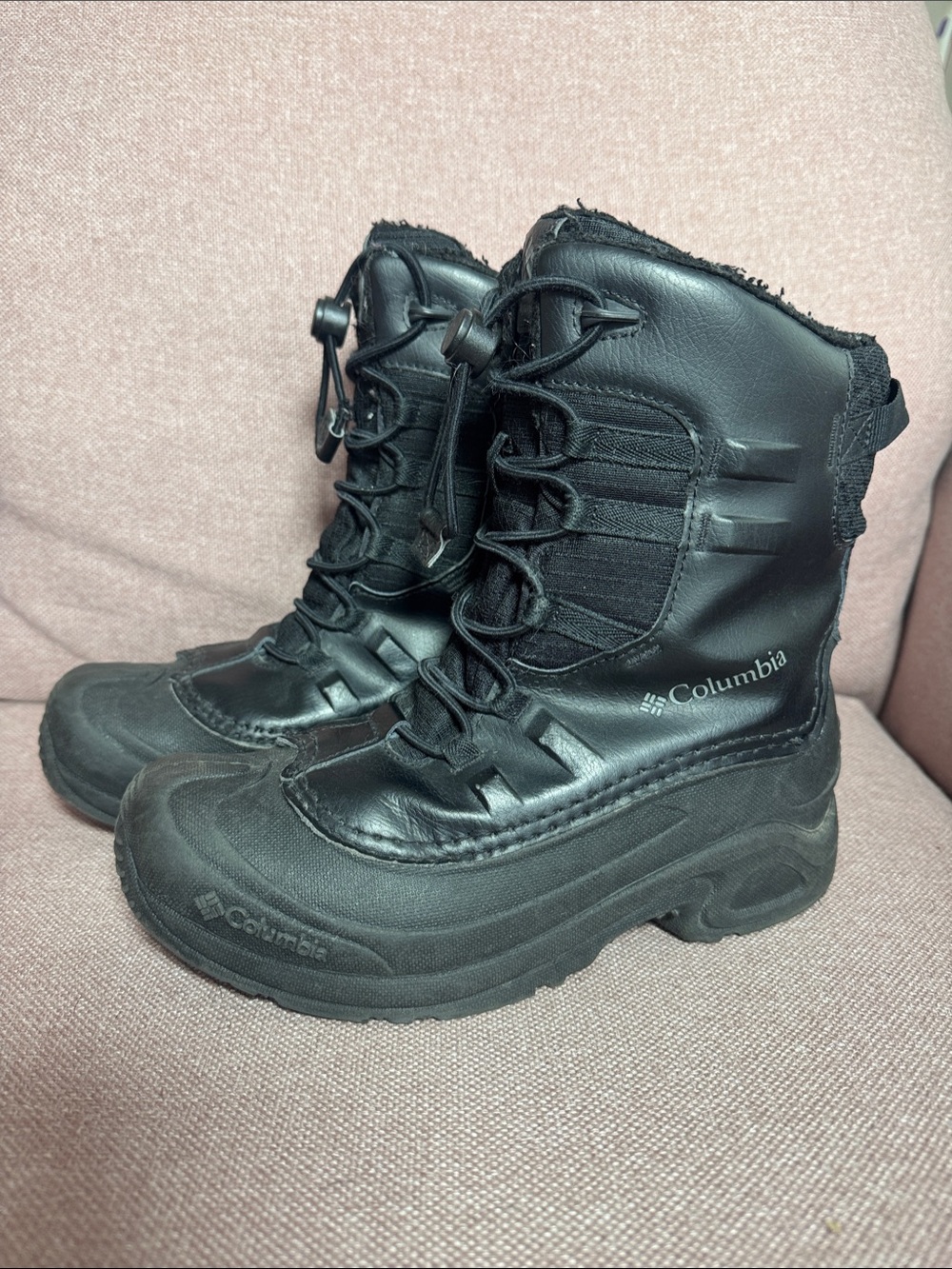 Columbia Kids Black Insulated Waterproof Lace-Up Boots
